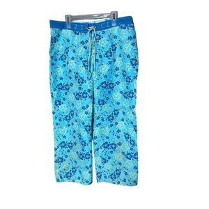 Vintage‎ Patagonia Water Girl Swim Pants Capri Size 10 Blue Floral Stretch Beach